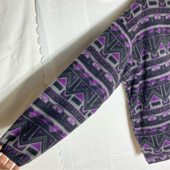 Vintage Rough Dress Purple Grey Geometric Print Half Zip Pullover Fleece XL - Picture 10 of 14
